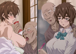 Rule 34 | 1boy, 1girl, age difference, breasts, kosokosomaru (higashi taishi), nipples, old, old man