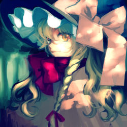 Rule 34 | 1girl, blonde hair, braid, female focus, hat, kayako (tdxxxk), kirisame marisa, long hair, smile, solo, touhou, witch hat, yellow eyes