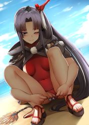 Rule 34 | 1girl, anal, anal beads, anal object insertion, black hair, breasts, cleft of venus, fate/grand order, fate (series), ginhaha, long hair, object insertion, pussy, swimsuit, ushiwakamaru (fate)