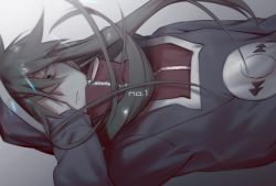 Rule 34 | 1girl, averting eyes, black eyes, colored eyelashes, covering one eye, from side, green hair, hand over eye, hood, hood up, hoodie, kagerou project, kido tsubomi, long hair, looking at viewer, sidu (dsd kgn), solo