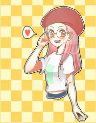 Rule 34 | digimon, glasses, hat, inoue miyako, long hair, orange eyes, pink hair