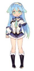 Rule 34 | 1girl, :o, absurdres, aqua eyes, aqua hair, black footwear, blade (galaxist), blue hair, blush, boots, eve ainsworth, full body, gradient eyes, gradient hair, green eyes, green hair, hand on own chest, highres, knee boots, long hair, long sleeves, looking at viewer, matching hair/eyes, multicolored eyes, multicolored hair, official art, open mouth, pleated skirt, pop-up story, skirt, sleeve cuffs, smile, solo, straight-on, transparent background