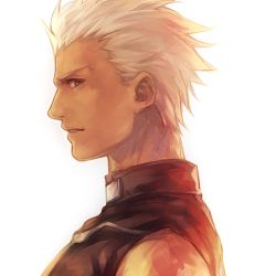 Rule 34 | 1boy, archer (fate), bad id, bad pixiv id, brown eyes, dark skin, dark-skinned male, fate/stay night, fate (series), lowres, male focus, neopara, profile, realistic, solo, white hair