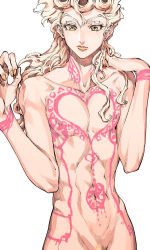 Rule 34 | 1boy, bishounen, blonde hair, bodypaint, earrings, giorno giovanna, hair down, jewelry, jojo no kimyou na bouken, looking down, male focus, naked paint, nipples, nude, solo, toned, toned male, vento aureo, yellow eyes, zakki
