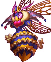 Rule 34 | 1girl, antennae, arthropod girl, breasts, bug, crown, female focus, full body, gloves, highres, hutago, kirby: triple deluxe, kirby (series), nintendo, no humans, pink eyes, queen, queen sectonia, simple background, solo, spoilers, white background, wings