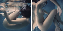 Rule 34 | 1girl, barefoot, breasts, female focus, freediving, nude, photo (medium), short hair, solo, swimming, underwater, water, wet