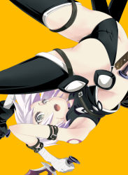 Rule 34 | 1girl, ass, bandaged hand, bandages, black cloak, black gloves, black panties, black thighhighs, blush, butt crack, cloak, dagger, dual wielding, facial scar, fate/apocrypha, fate/grand order, fate (series), fingerless gloves, gloves, green eyes, grey hair, hair between eyes, highres, holding, holding dagger, holding knife, holding weapon, jack the ripper (fate/apocrypha), knife, looking at viewer, mukai, panties, scar, scar across eye, scar on cheek, scar on face, short hair, simple background, single glove, solo, thighhighs, underwear, weapon