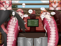 Rule 34 | 2girls, aftersex, ahegao, animal penis, bestiality, breasts, chalkboard, cum, cum on body, highres, horse, horse penis, interspecies, lamia, large breasts, md5 mismatch, miia&#039;s mother, miia (monster musume), moaning, monster girl, monster musume no iru nichijou, mother and daughter, multiple girls, nipples, nude, penis, pussy, resolution mismatch, source smaller, tally, zidero