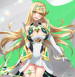 Rule 34 | 1girl, absurdres, aegis sword (xenoblade), bare legs, bare shoulders, blonde hair, breasts, chest jewel, cleavage, cleavage cutout, clothing cutout, dress, earrings, elbow gloves, gem, gloves, headpiece, highres, holding, holding sword, holding weapon, jewelry, large breasts, long hair, mythra (xenoblade), nintendo, nithros, short dress, swept bangs, sword, thigh strap, tiara, very long hair, weapon, white dress, white gloves, xenoblade chronicles (series), xenoblade chronicles 2, yellow eyes