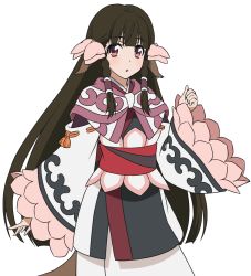 Rule 34 | 1girl, ainu clothes, animal ears, aquaplus, arm up, blush, braid, breasts, brown hair, clenched hand, cowboy shot, dress, frilled sleeves, frills, gradient eyes, hair ornament, hair ribbon, highres, long hair, long sleeves, looking at viewer, multicolored eyes, nakata masahiko, official art, open mouth, raised eyebrows, red eyes, ribbon, rulutieh, sidelocks, small breasts, solo, standing, tail, transparent background, utawarerumono, utawarerumono: futari no hakuoro, utawarerumono: itsuwari no kamen, very long hair, white fox (company), wide sleeves