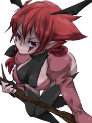 Rule 34 | 1girl, duel monster, fortune lady, fortune lady fire, long sleeves, pointy ears, rdim6gr8, red eyes, red hair, short hair, solo, staff, wings, yu-gi-oh!, yuu-gi-ou, yu-gi-oh! duel monsters