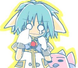 Rule 34 | 00s, 1girl, animal ears, blue hair, galaxy angel, gloves, handkerchief, lowres, mint blancmanche, normad, o o, outline, puffy sleeves, sad, short hair, simple background, tagme, tears, white background, yellow eyes