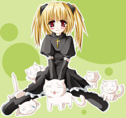Rule 34 | 00s, 1girl, angry, black cat, black cat (series), blonde hair, blush, cat, cross, eve, eve (black cat), goth fashion, long hair, non-web source, red eyes, solo, twintails
