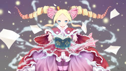 Rule 34 | 10s, 1girl, absurdres, artist name, beatrice (re:zero), blonde hair, blue eyes, book, bug, butterfly, butterfly-shaped pupils, capelet, cowboy shot, crown, dated, dress, drill hair, floating, floating book, floating object, frilled dress, frills, fur trim, hair ribbon, highres, insect, light particles, long hair, long sleeves, looking at viewer, magic, mini crown, multicolored hair, neps-l, open mouth, outstretched arms, outstretched hand, pantyhose, paper, pink hair, re:zero kara hajimeru isekai seikatsu, ribbon, solo, striped clothes, striped pantyhose, symbol-shaped pupils, twin drills, two-tone hair, wide sleeves, wind