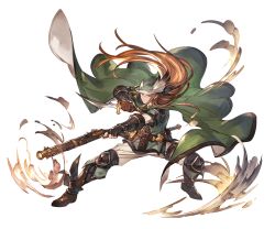 Rule 34 | 10s, 1boy, belt, boots, brown eyes, brown hair, cape, dagger, feathers, fingerless gloves, full body, gloves, granblue fantasy, gun, hat, knife, long hair, male focus, minaba hideo, scar, solo, transparent background, walder, weapon