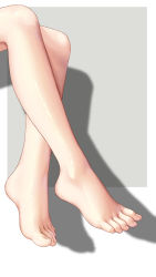 Rule 34 | 1girl, bare legs, barefoot, feet, foot focus, highres, knees together feet apart, legs, original, shadow, solo, toenails, toes, wcks0774, white background