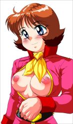 Rule 34 | blush, breasts, fraw bow, freckles, gundam, large breasts, mobile suit gundam, nipples, smile