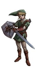 Rule 34 | 1boy, armor, boots, chainmail, full body, green shirt, hat, highres, link, male focus, nintendo, official art, pointy ears, shield, shirt, solo, sword, the legend of zelda, the legend of zelda: twilight princess, weapon