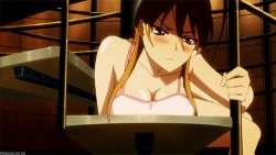 Rule 34 | angry, animated, animated gif, breasts, drunk, highschool of the dead, large breasts, lowres, miyamoto rei, nightgown, open mouth, red eyes