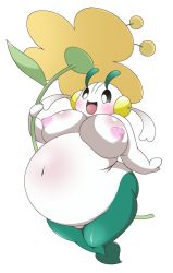 Rule 34 | 1girl, artist request, belly, black eyes, breasts, creatures (company), fat, floette, furry, furry female, game freak, gen 6 pokemon, huge breasts, nintendo, nipples, no humans, obese, open mouth, pokemon, pokemon (creature), solo, white background