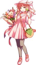 Rule 34 | 1girl, acea4, animal, animal on hand, bag, bird, bird on hand, blush, bouquet, brown eyes, brown hair, dress, flower, full body, grey pantyhose, hat, holding, holding bouquet, kantai collection, lily of the valley, long hair, official alternate costume, official art, orange flower, pantyhose, pink dress, pink flower, pink footwear, puffy short sleeves, puffy sleeves, purple flower, purple tulip, red flower, shirt, shoes, short sleeves, shoulder bag, smile, solo, thick eyebrows, transparent background, tulip, wavy hair, white flower, white hat, white shirt, yashiro (kancolle)
