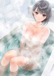 Rule 34 | 1girl, bath, blue reflection, blue reflection (series), breasts, gust, kishida mel, nude, official art, shirai hinako