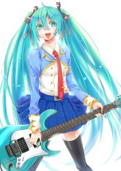 Rule 34 | 1girl, absurdres, ahoge, appleruby, aqua eyes, aqua hair, bad id, bad pixiv id, belt, character name, electric guitar, guitar, hair ribbon, hatsune miku, highres, instrument, long hair, necktie, open mouth, plectrum, ribbon, simple background, skirt, solo, thighhighs, transparent background, twintails, very long hair, vocaloid, white background