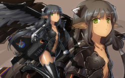 Rule 34 | 1girl, aircraft, airplane, black hair, black thighhighs, boots, ericsakura, green eyes, highres, jet, long hair, looking at viewer, mecha musume, navel, object 310, original, personification, sketch, solo, thigh boots, thighhighs, very long hair, zoom layer