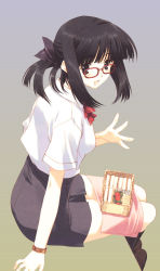Rule 34 | bento, black hair, glasses, highres, nakamura takeshi, school uniform, solo, tagme