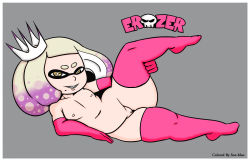 Rule 34 | cleft of venus, erozer, flat chest, highres, inkling player character, looking at viewer, nintendo, pearl (splatoon), plump, pussy, son mao, splatoon (series), thick thighs, thighs, uncensored, yellow eyes