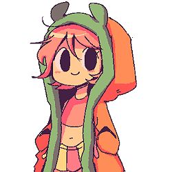 Rule 34 | 1girl, blush, closed mouth, commentary, crop top, dancing hot dog (snapchat), english commentary, hair between eyes, hood, hood up, hooded vest, hoodie, looking at viewer, lowres, lyn mametchi, midriff, miniskirt, navel, orange vest, pink hair, pink shirt, pleated skirt, shirt, short hair, simple background, skirt, smile, snapchat, solo, t-shirt, vest, white background