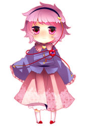 1girl bad_id bad_pixiv_id chibi female_focus full_body komeiji_satori simple_background socks solo standing touhou white_background yutazou