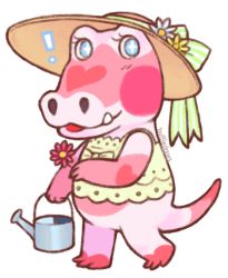 Rule 34 | 1girl, animal crossing, gayle (animal crossing), hat, holding, holding watering can, looking at viewer, nintendo, shirt, simple background, standing, sun hat, teddy cottell, transparent background, watering can, yellow shirt