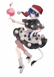 Rule 34 | 1girl, aibivy, animal ears, blob, blue eyes, blue hair, book, boots, capelet, colored eyelashes, doremy sweet, dream soul, dress, full body, hat, looking at viewer, multicolored clothes, multicolored dress, nightcap, one eye closed, pom pom (clothes), red hat, simple background, smile, solo, tail, tapir ears, tapir tail, touhou, white background
