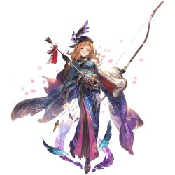 Rule 34 | 1girl, alternate costume, arrow (projectile), bow (weapon), cape, full body, gloves, granblue fantasy, green eyes, hat, high heels, looking at viewer, official art, orange hair, solo, transparent background, tweyen (granblue fantasy), tweyen (twilight ties kimono) (granblue fantasy), weapon