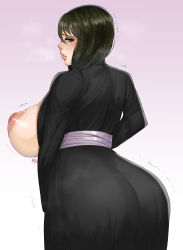 Rule 34 | 1girl, absurdres, ass, breasts, breasts out, highres, large breasts, naruto, naruto (series), shizune (naruto), solo, standing, veins, veiny breasts