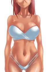 Rule 34 | ahagon umiko, arms at sides, bare shoulders, bra, breasts, cleavage, dark-skinned female, dark skin, facing viewer, gluteal fold, groin, head out of frame, highres, large breasts, navel, new game!, parted lips, saburo des, standing, underwear, white bra