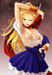 Rule 34 | 1990s (style), akazukin chacha, blinking, blonde hair, highres, magical princess, open mouth, undressing