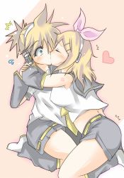 Rule 34 | 1boy, 1girl, atsushi (pixiv), brother and sister, guunome, hetero, incest, kagamine len, kagamine rin, kiss, siblings, surprised, twincest, twins, vocaloid