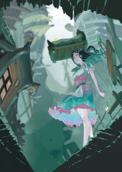 Rule 34 | 1girl, alice: madness returns, alice (alice in wonderland), alice in wonderland, alice liddell (american mcgee&#039;s alice), american mcgee&#039;s alice, black hair, breasts, closed mouth, dress, eluber, green eyes, highres, long hair, looking at viewer, medium breasts, solo, standing