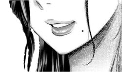 Rule 34 | 1girl, black hair, close-up, greyscale, lips, lowres, mature female, mole, mole under mouth, monochrome, nose, nozomi kusao, smile, solo, transparent background