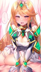 Rule 34 | 1girl, absurdres, asada sadao, bare legs, bare shoulders, blonde hair, breasts, chest jewel, cleavage, cleavage cutout, clothing cutout, dress, earrings, elbow gloves, gloves, highres, jewelry, large breasts, long hair, mythra (xenoblade), short dress, solo, swept bangs, thigh strap, tiara, very long hair, white dress, white gloves, xenoblade chronicles (series), xenoblade chronicles 2, yellow eyes