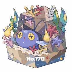 Rule 34 | + +, :o, chinchou, clam shell, color guide, commentary request, coral, creatures (company), faux figurine, game freak, gen 2 pokemon, nintendo, no humans, open mouth, plant, pokedex number, pokemon, pokemon (creature), rock, sand, seashell, seaweed, shell, shino (shinoru p), simple background, solo, star (symbol), starfish, symbol-shaped pupils, white background, yellow eyes