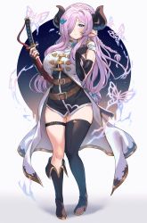 Rule 34 | 1girl, absurdres, asymmetrical footwear, belt, blue eyes, blush, boots, braid, closed mouth, coat, commentary request, draph, elbow gloves, fingerless gloves, full body, gloves, granblue fantasy, hair ornament, hair over one eye, high heels, highres, horns, katana, knee boots, long hair, looking at viewer, multiple belts, narmaya (granblue fantasy), oh (aung ae), pink hair, pointy ears, shadow, shiny skin, simple background, sleeveless, standing, sword, thigh boots, thigh strap, thighhighs, thighs, uneven footwear, weapon