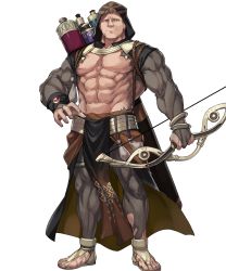 Rule 34 | 1boy, abs, bangle, bara, bare pectorals, belt, bike shorts, black capelet, blonde hair, bodystocking, bow (weapon), bracelet, capelet, closed mouth, dai-xt, fire emblem, fire emblem: three houses, fire emblem heroes, full body, gem, happy, highres, holding, holding bow (weapon), holding weapon, hood, hooded capelet, jewelry, looking at viewer, male focus, matching hair/eyes, muscular, muscular male, navel, nintendo, no nipples, official art, pectorals, pelvic curtain, pouch, raphael kirsten, red gemstone, rope, sandals, short hair, simple background, smile, solo, standing, stomach, torn clothes, transparent background, weapon, yellow eyes, yellow footwear