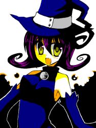 Rule 34 | 00s, akai, bad id, bad pixiv id, blair (soul eater), fang, hat, purple hair, smile, solo, soul eater, witch hat, yellow eyes