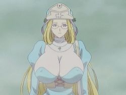 Rule 34 | 1girl, animated, animated gif, blonde hair, bouncing breasts, breasts, covered erect nipples, glasses, huge breasts, lowres, melpha, queen&#039;s blade, screencap