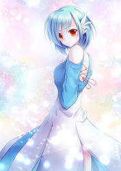 Rule 34 | 1girl, alternate color, bare shoulders, dress, gardevoir, gen 3 pokemon, green hair, highres, image sample, looking at viewer, multicolored hair, personification, pixiv sample, pokemon, red eyes, shiny pokemon, solo, turning head, two-tone hair, white hair, yuitsuki1206