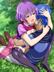 Rule 34 | 1boy, 1girl, blue eyes, blue hair, blush, boots, breasts, breath, cherry numan, cleavage, clothed sex, dark-skinned male, dark skin, fire emblem, fire emblem: new mystery of the emblem, hand on another&#039;s head, hetero, high heels, katarina (fire emblem), knee boots, kris (fire emblem), kris (male) (fire emblem), leg lock, medium breasts, nintendo, open mouth, penis, purple hair, saliva, sex, shoes, short hair, tears, thighhighs, tongue, trembling, uncensored