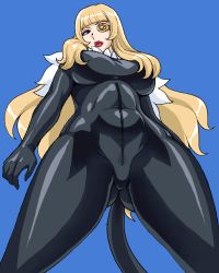 Rule 34 | 1girl, blonde hair, catsuit, lips, lowres, matoyama, simple background, solo, tagme, tail